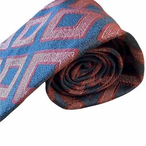 Geometric Blue and Red Men's Tie